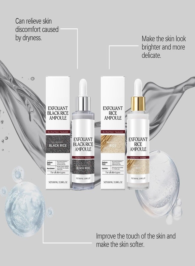 OUKPANE 2 Pcs Black and White Rice Exfoliant Ampoule, Rice Ampoule Duo Exfoliating Solution,Soft Exfoliating Face and Body Scrub Dead Skin Cells Remover for All Skin Types. (Black and White) - Image 4